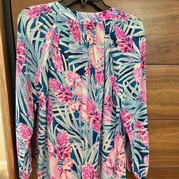 Lilly Pulitzer NWT Elsa Silk Top Mr Peacock Blue - Picture 4 of 6